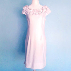 ROULETTE Sheath Dress, Petal Detail, Cap Sleeves